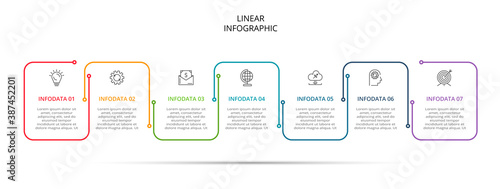 Creative concept for infographic with 7 steps, options, parts or processes. Business data visualization