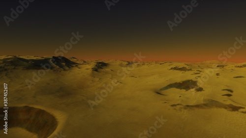 3d rendered Space Art  Alien Planet - A Fantasy Landscape with and stars