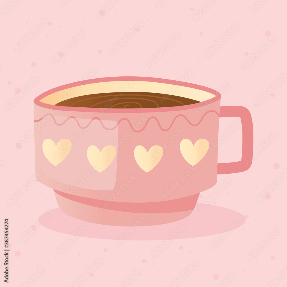 tea, teacup with hearts decoration tea, teacup with hearts decoration