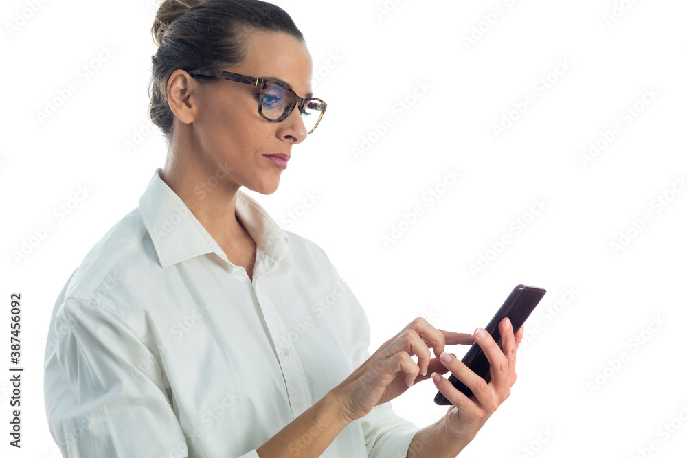Portrait of a woman with a smart phone. Portrait of a woman with a smart phone.