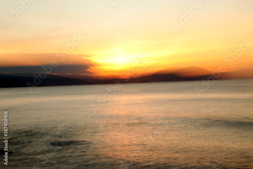 Sunset in the sea in a summer day