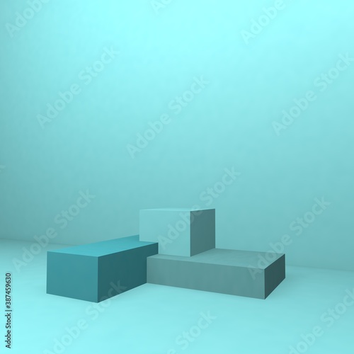 White podium. Pedestal. Scene. 3d render background
