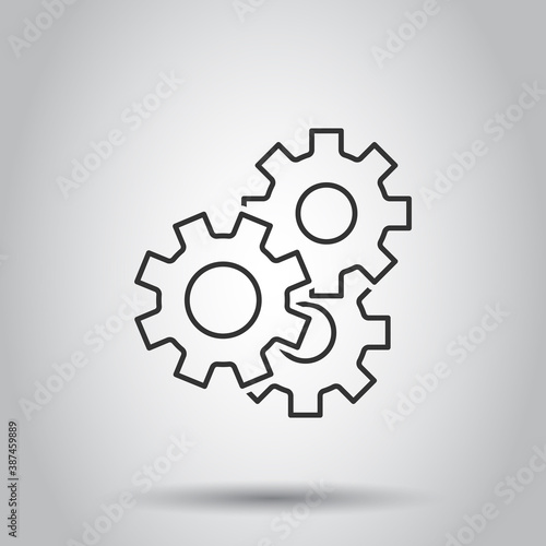 Gear vector icon in flat style. Cog wheel illustration on white isolated background. Gearwheel cogwheel business concept.
