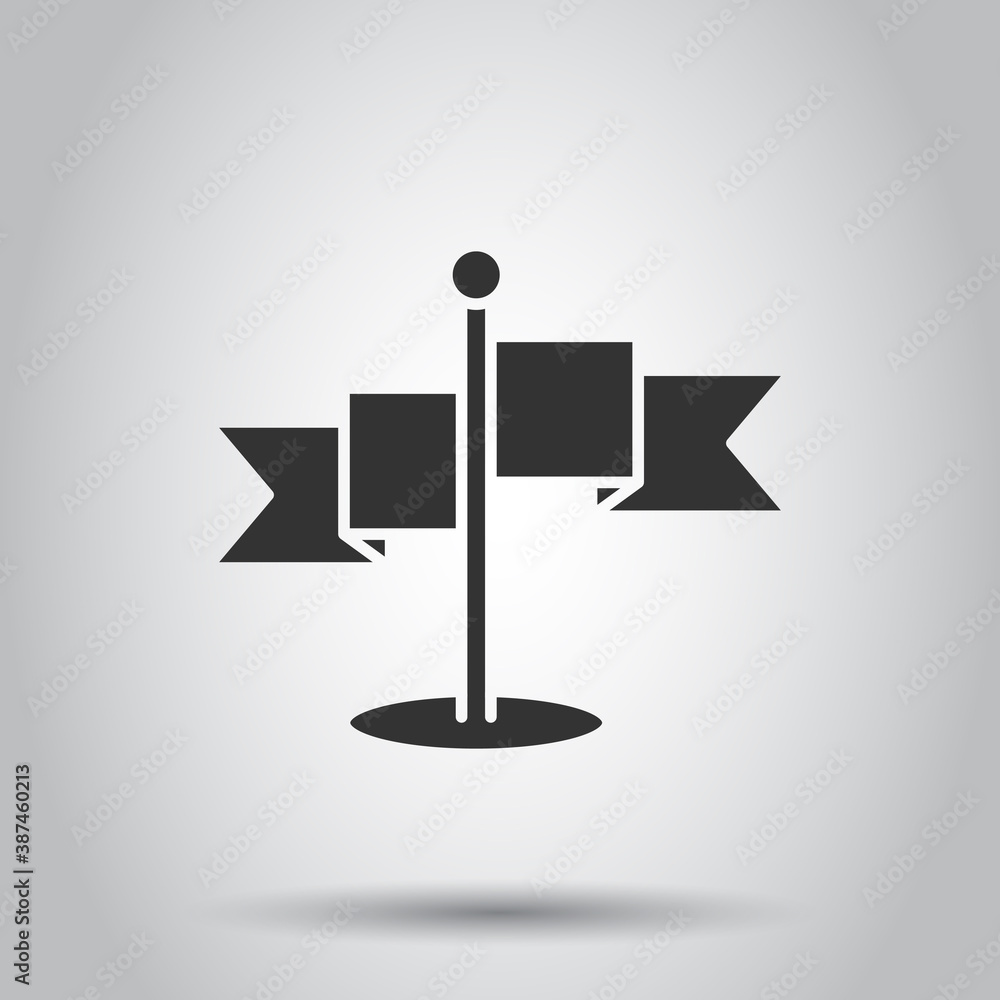Flag icon in flat style. Pin vector illustration on white isolated background. Flagpole business concept. Flag icon in flat style. Pin vector illustration on white isolated background. Flagpole business concept.