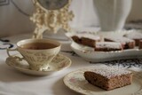 A Cup of Tea And A Homemade Cake On the Table In the Vintage Mood And Style