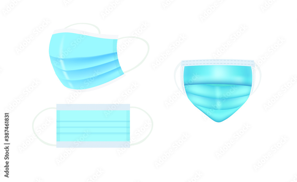 Blue surgery mask set. vector illustration Blue surgery mask set. vector illustration