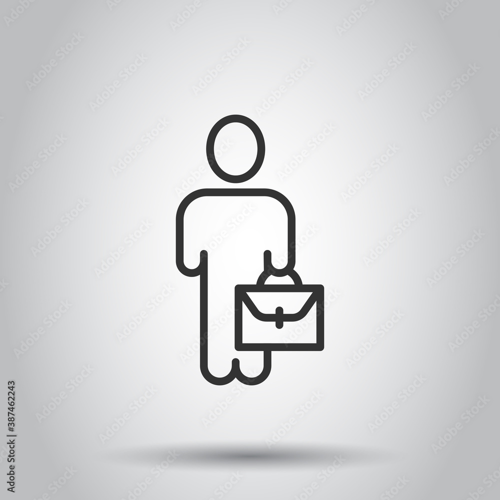 Businessman with briefcase icon in flat style. People manager vector illustration on white isolated background. Employee business concept. Businessman with briefcase icon in flat style. People manager vector illustration on white isolated background. Employee business concept.