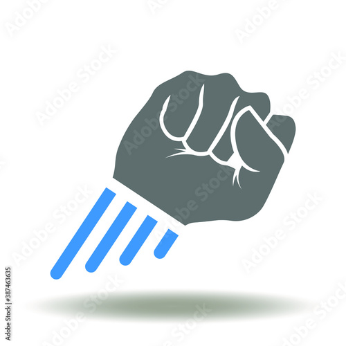 Fist flying up icon vector. Courage symbol. Brave sign. Courageous logo.