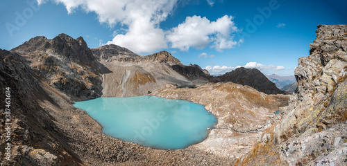 Photography Arkhyz. panoramic photo of a mountain lake with high quality