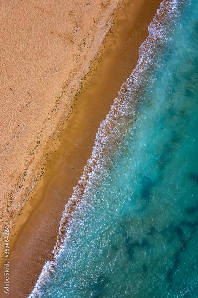 Top view aerial photo from drone to the beautiful sea and yellow sand. Top view aerial photo from drone to the beautiful sea and yellow sand.