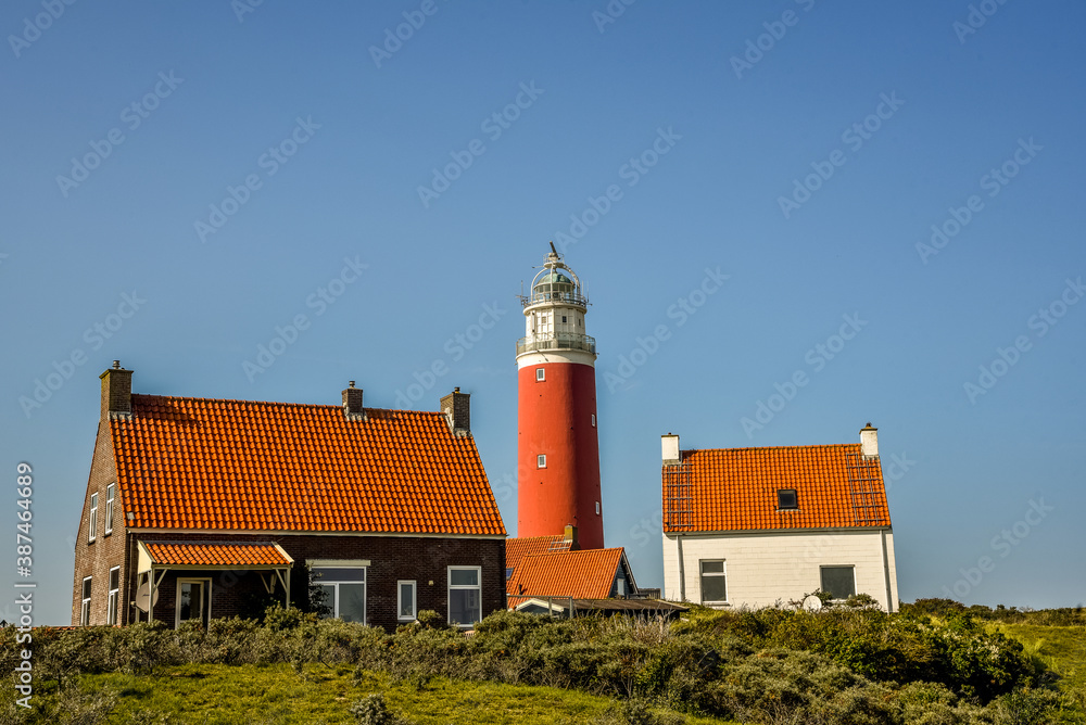 Lighthouse 'Eierland' near the Cocksdorp in the north of the Wadden Island Texel, Holland.