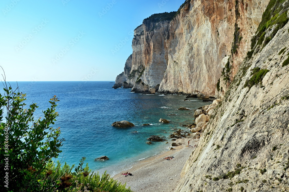 Greece,island Paxos-view of the Erimitis cliff and beach