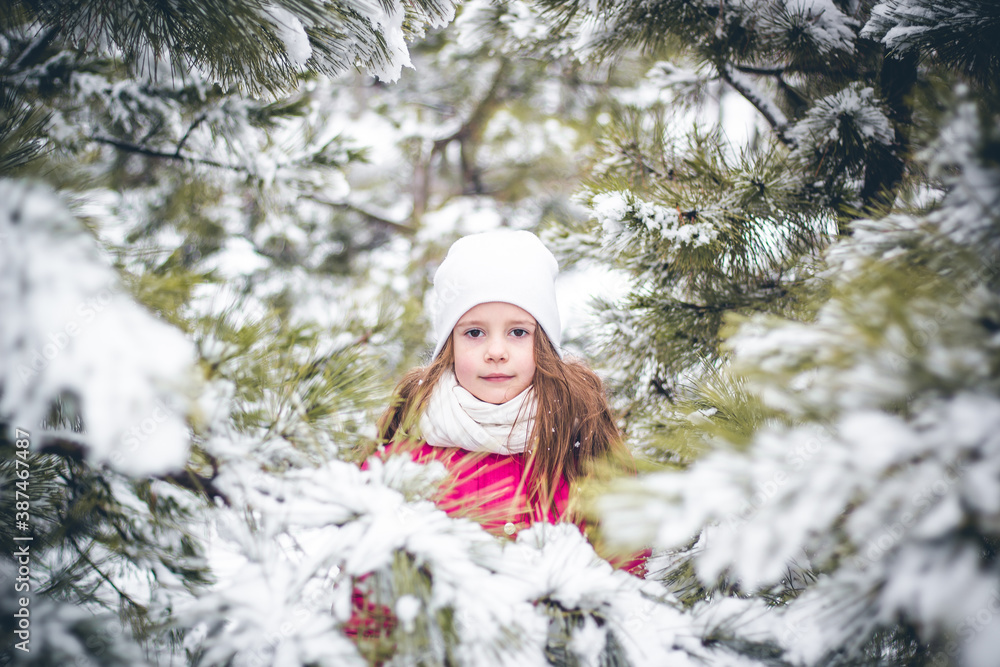 girl in winter forest girl in winter forest
