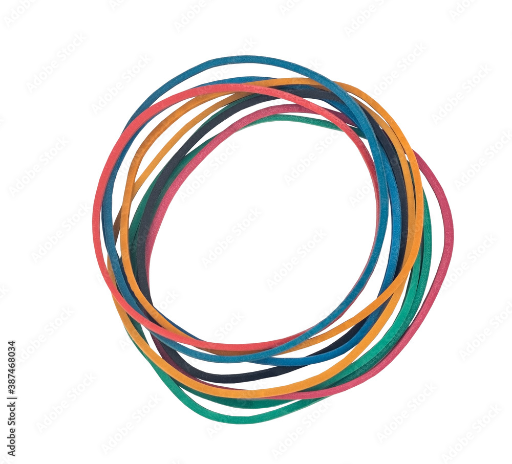 Top view of colorful rubber bands
