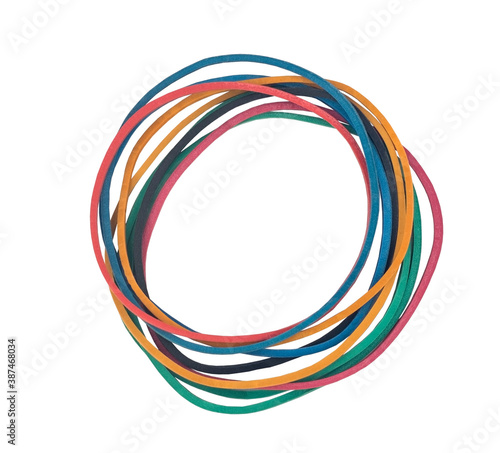 Top view of colorful rubber bands
