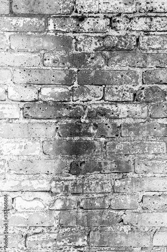 Brick wallpaper, texture. Background for creative design. The white wall is covered with mold. brickwork