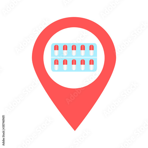 Medicine location map pin icon. Element of map point for mobile concept and web apps. Icon for website design and development, app development. Premium hospital, clinic, pharmacy icon sign