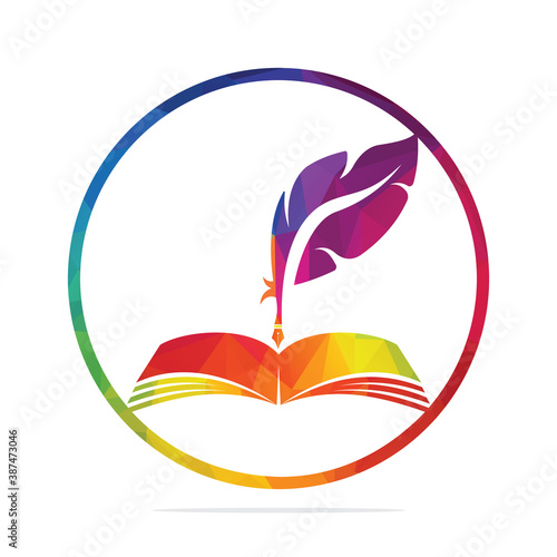 Judicial Quill Writing On Open Book. Judgment Certificate Or Police Document Vector. Education Book Quill Vector Template Design.