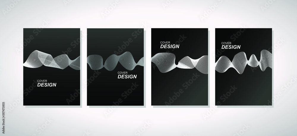 The cover design template is set with abstract waves pattern, modern gradient style, different colors on background for decoration presentations, brochures, catalogs, posters, books, 