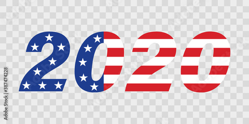 2020 USA Presidential election. Vote icon . 2020 number with american flag. Election voting poster United States of America .