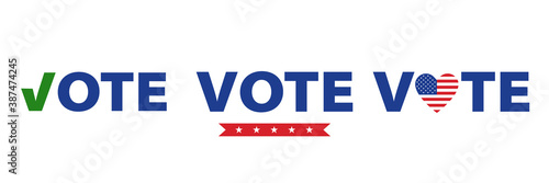 Voting 2020 . Set of vote banner . Vote 2020 in United States of America. Presidential Election icon.
