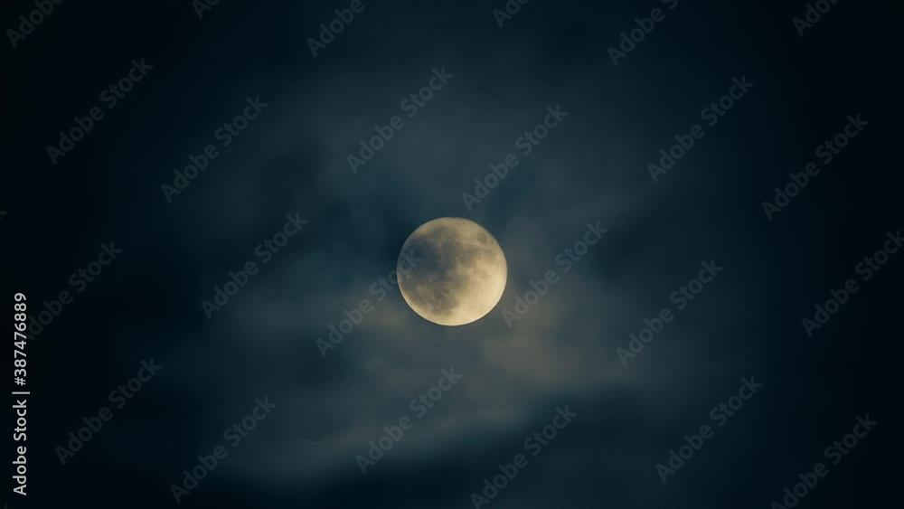 Real life spooky full moon with low lying fog and mist Real life spooky full moon with low lying fog and mist