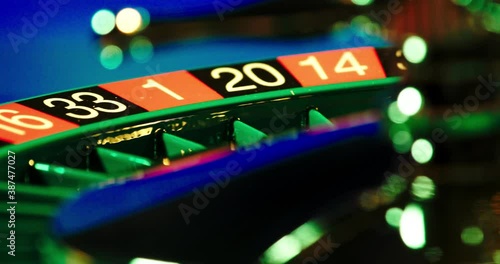 Casino roulette wheel spinning 