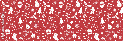 Christmas background with decoration. Xmas wrapping paper. Vector