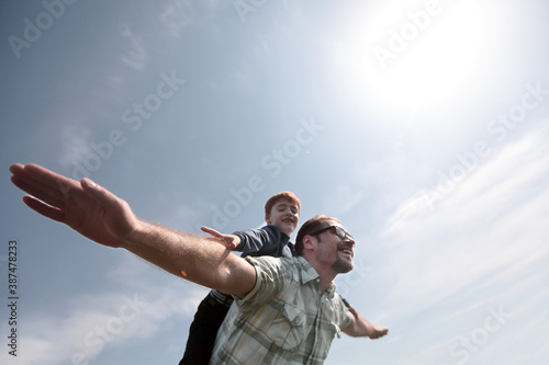 father and son spend time together