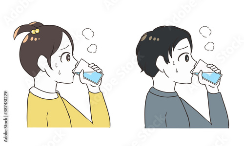 水分補給をする　子供