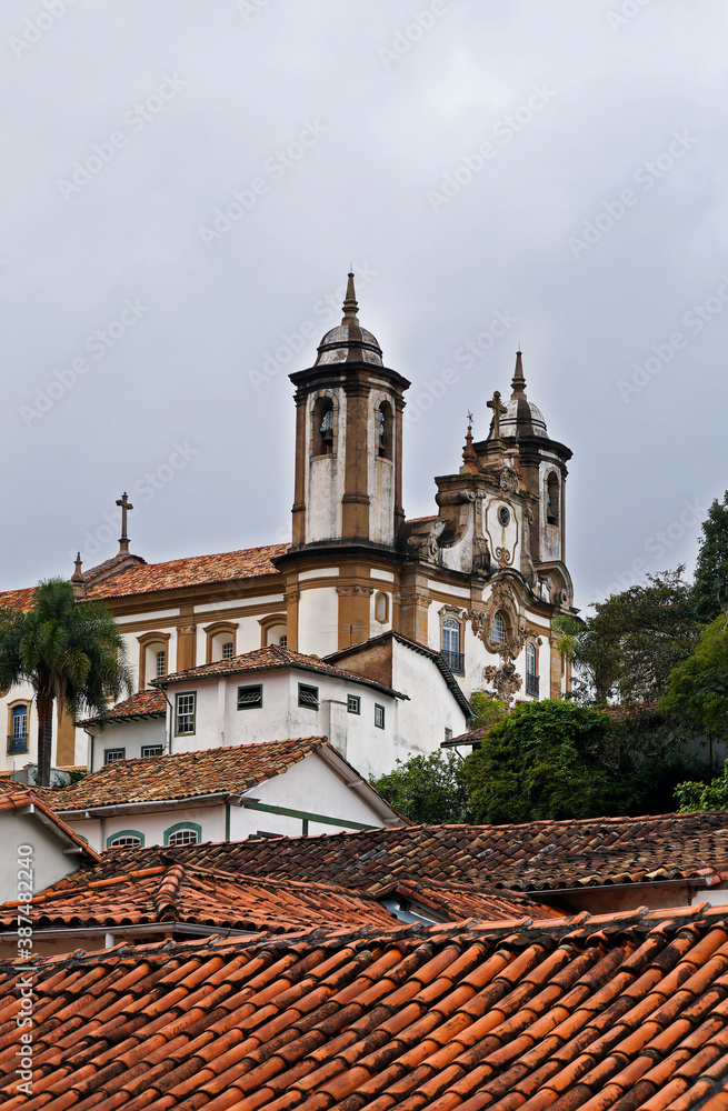 Baroque church in historical city of Ouro Preto, Brazil 