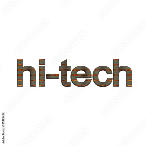 concrete inscription "hi-tech" on a white background.