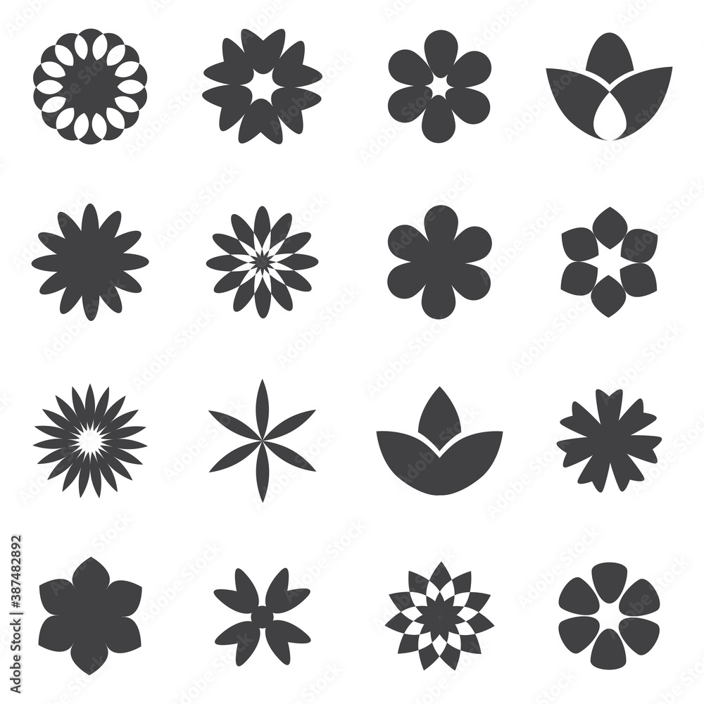 Flower icon set isolated on background. Collection of trendy flower