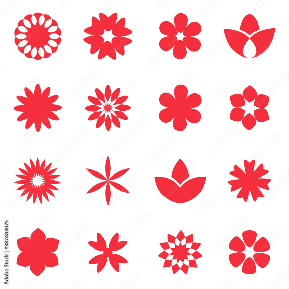 Flower icon set - isolated on background. Collection of trendy flower ...