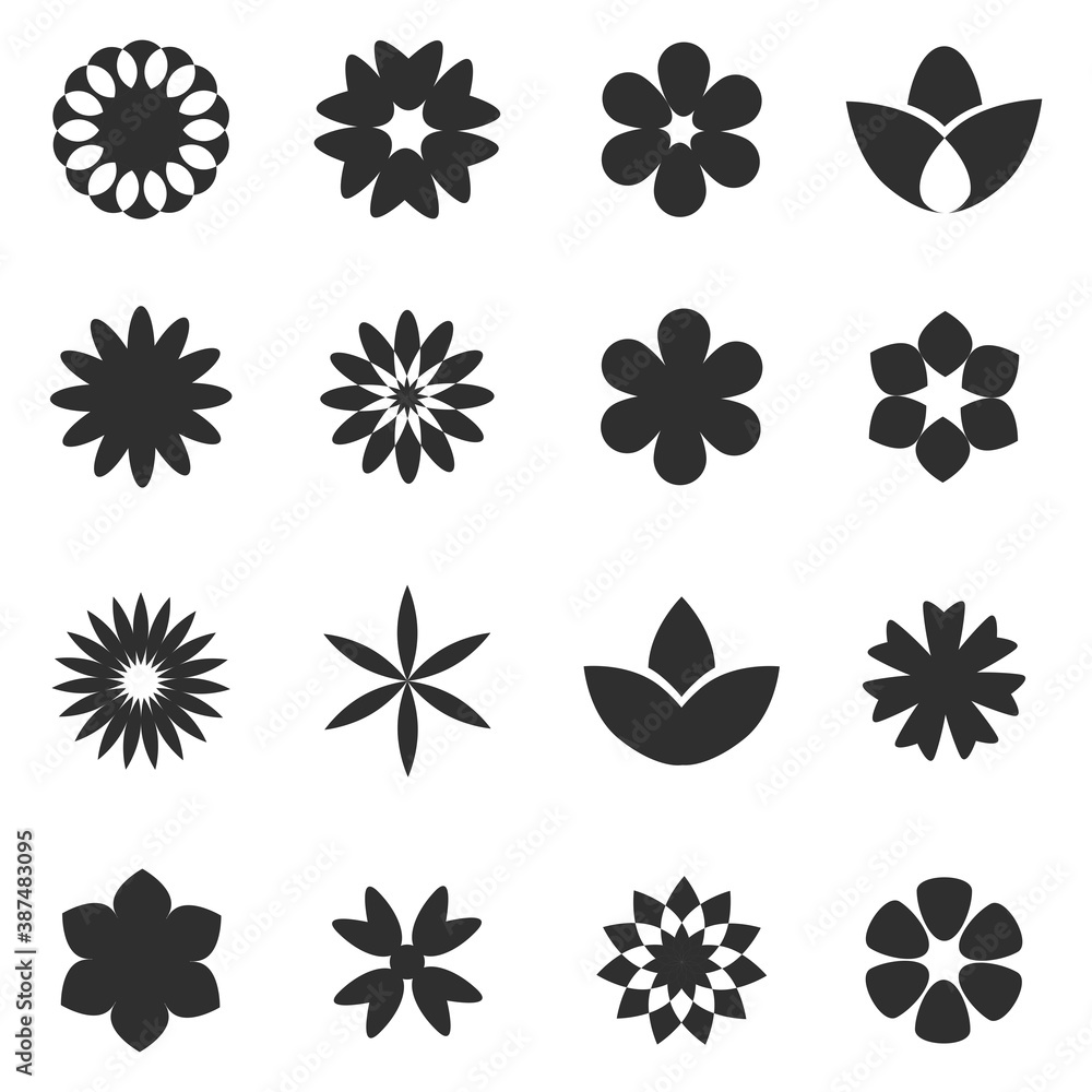 Flower icon set - isolated on background. Collection of trendy flower ...