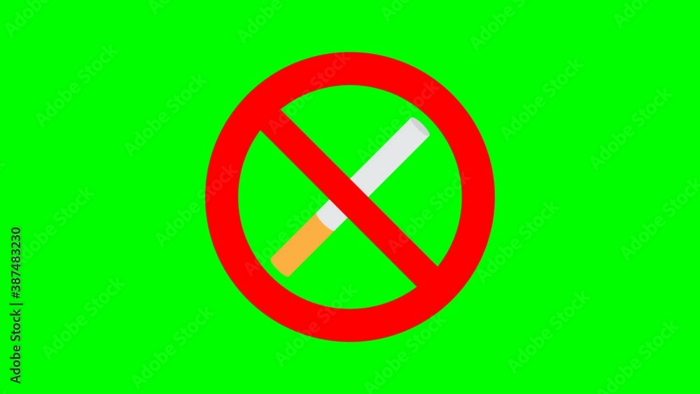 No smoking icon. no cigarette icon prohibited sign animation on green background 4K video No smoking icon. no cigarette icon prohibited sign animation on green background 4K video