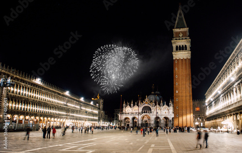 Fireworks over St Marks Square, Venice, Italy © Mustard Assets