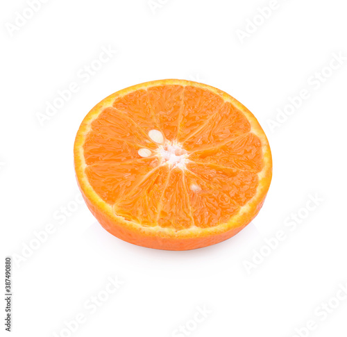 tangerine or mandarin fruit with leaves isolated on white background