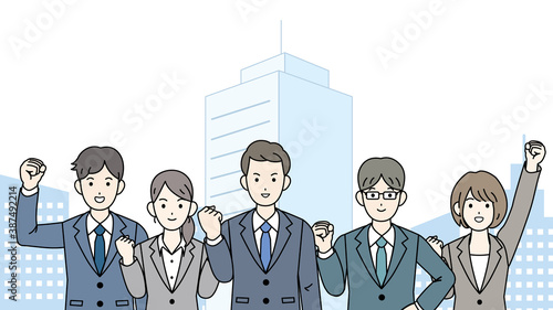 チームワーク　ビジネスマン　男女