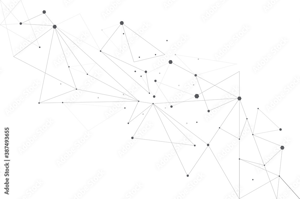Network abstract connection isolated on white background. Network technology background with dots and lines. Ai background. Modern abstract concept. Ai vector, network technology