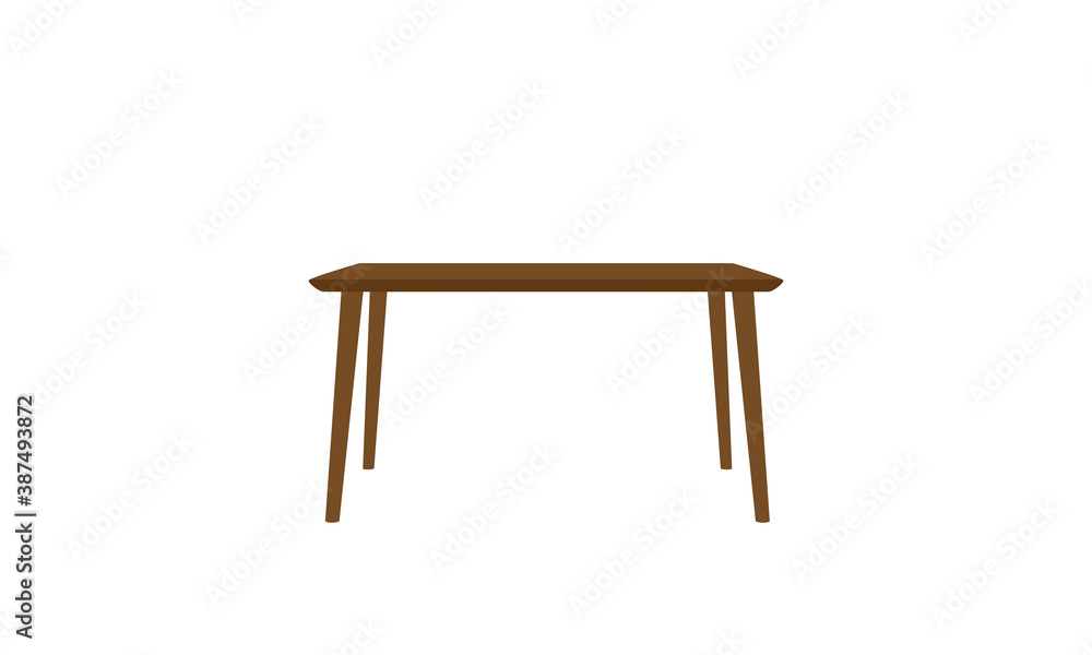 Flat vector of front and top view of empty brown table isolated against a white background. Surface is clean with room or space for displays. Great template for promotions and advertising. Flat vector of front and top view of empty brown table isolated against a white background. Surface is clean with room or space for displays. Great template for promotions and advertising.