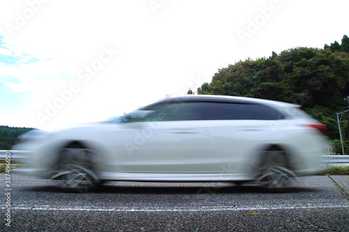 speeding car on the highway