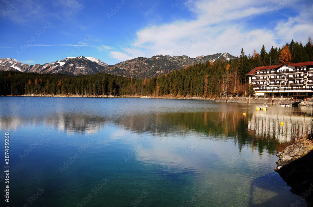 Naklejka premium The panoramic view of Lake Königssee.