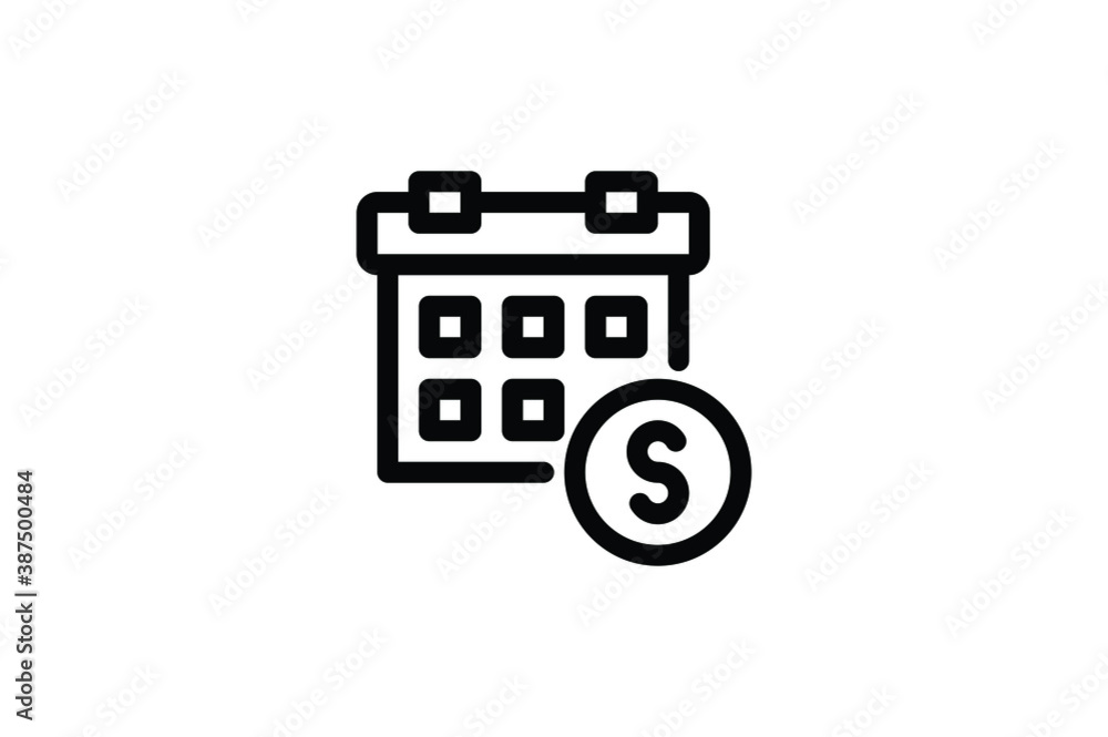 Finance Outline Icon - Money Calendar Finance Outline Icon - Money Calendar