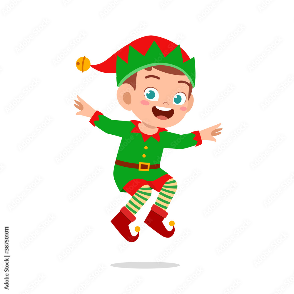 happy cute little kid boy and girl wearing green elf christmas costume happy cute little kid boy and girl wearing green elf christmas costume