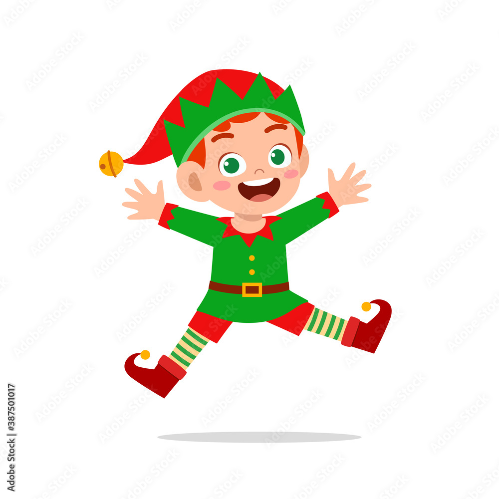 happy cute little kid boy and girl wearing green elf christmas costume happy cute little kid boy and girl wearing green elf christmas costume