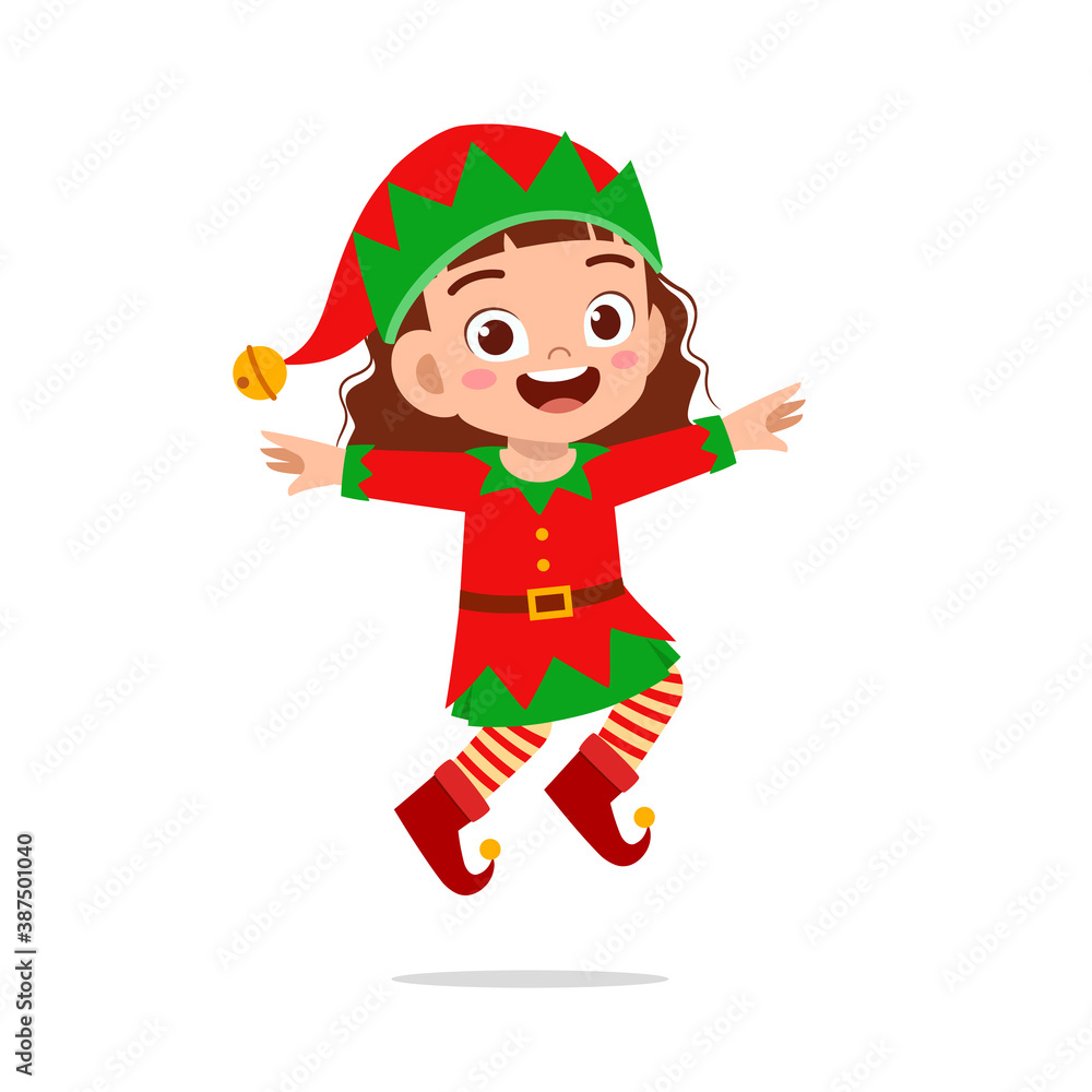happy cute little kid boy and girl wearing green elf christmas costume happy cute little kid boy and girl wearing green elf christmas costume