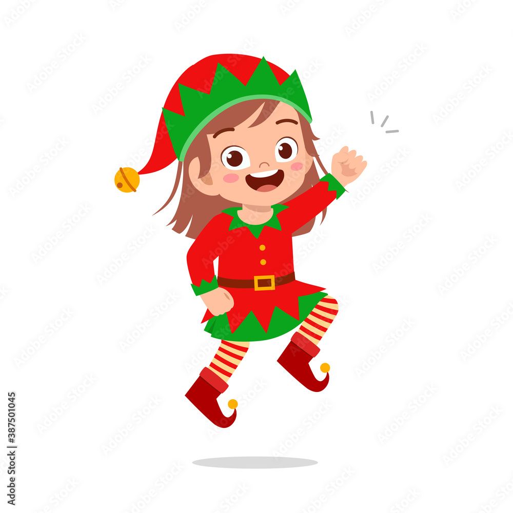 happy cute little kid boy and girl wearing green elf christmas costume happy cute little kid boy and girl wearing green elf christmas costume