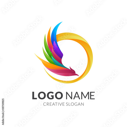 phoenix logo with 3d colorful style
