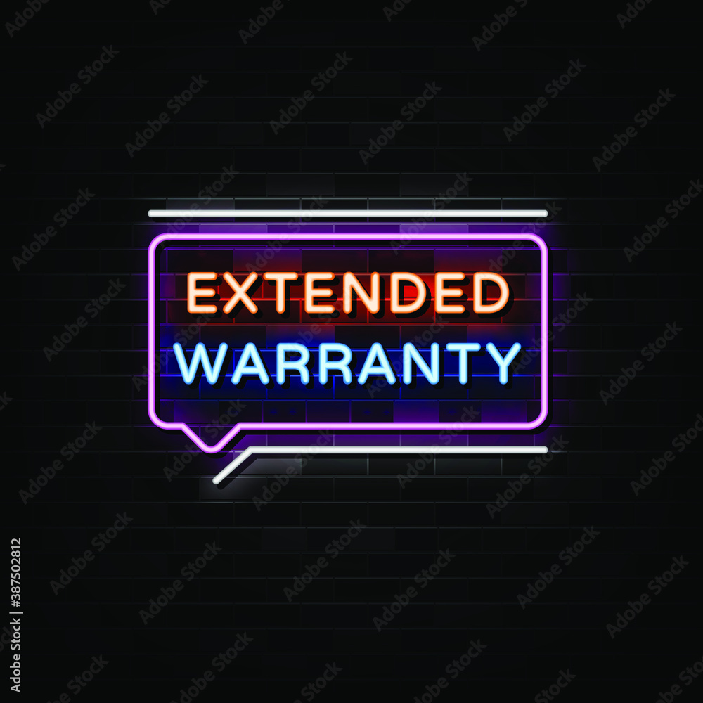 Extended warranty  neon sign vector